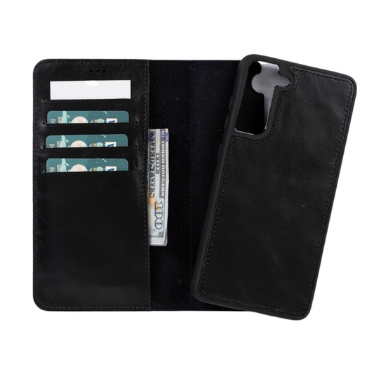 Samsung Galaxy S21 FE Compatible Leather Wallet Case RST1 Black