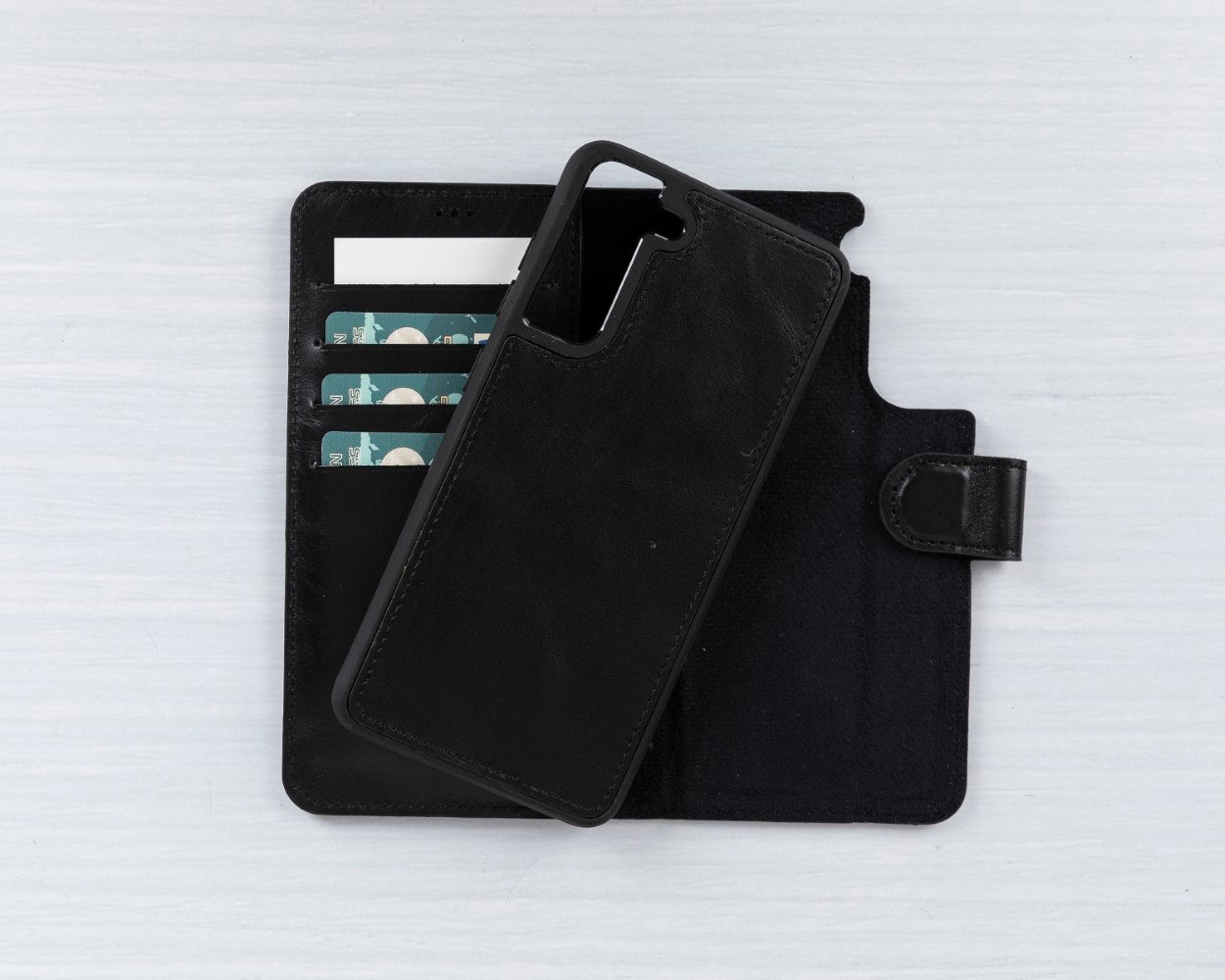 Samsung Galaxy S21 FE Compatible Leather Wallet Case RST1 Black