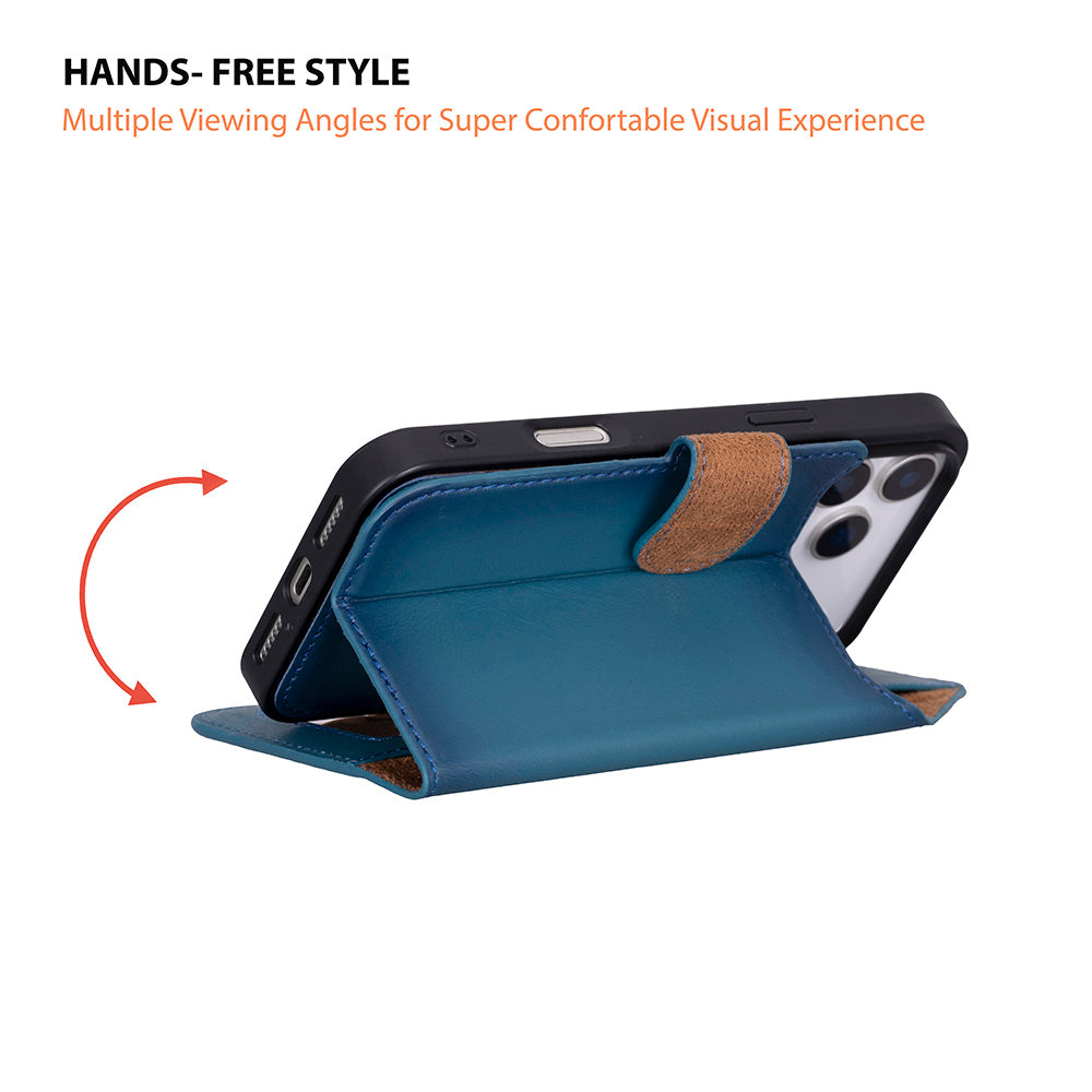 iPhone 17 Pro Max Uyumlu Hakiki Deri Cüzdanlı Kılıf - Magic