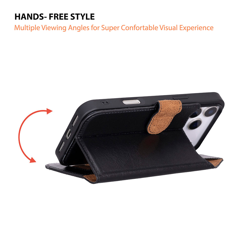 iPhone 17 Pro Max Uyumlu Hakiki Deri Cüzdanlı Kılıf - Magic