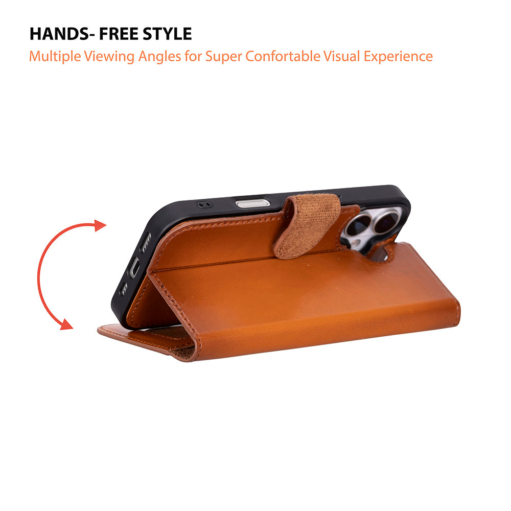 iPhone 17 Uyumlu Hakiki Deri Cüzdanlı Kılıf - Magic