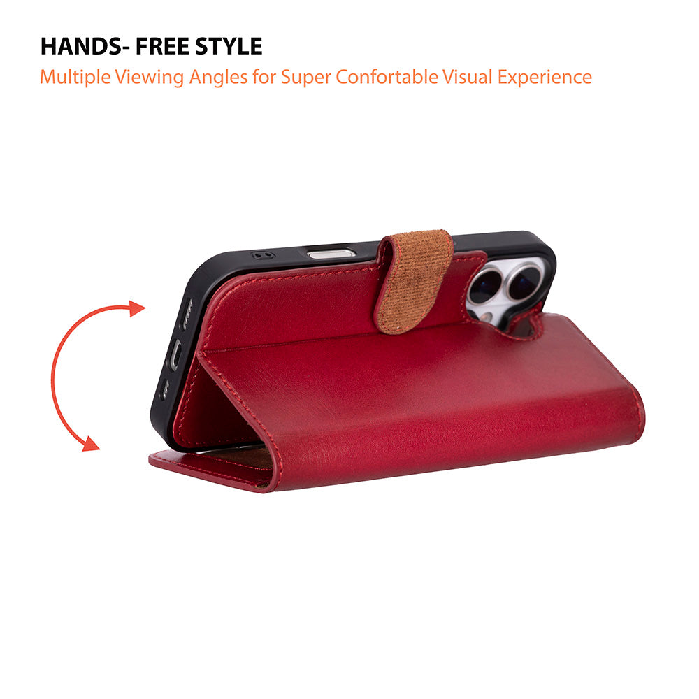 iPhone 17 Uyumlu Hakiki Deri Cüzdanlı Kılıf - Magic