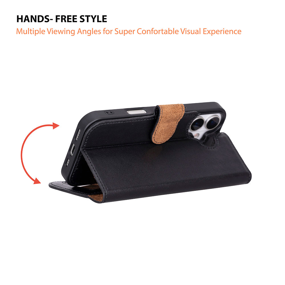 iPhone 17 Uyumlu Hakiki Deri Cüzdanlı Kılıf - Magic