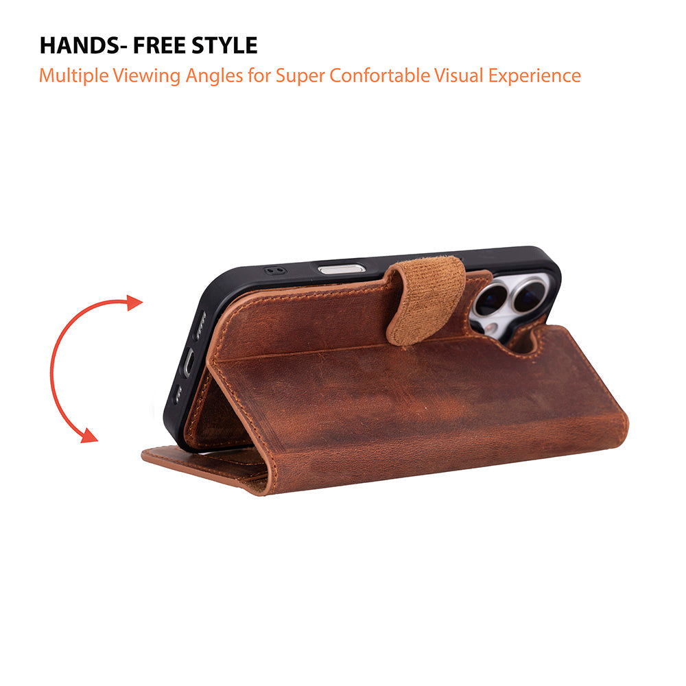 iPhone 17 Uyumlu Hakiki Deri Cüzdanlı Kılıf - Magic