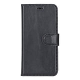 Samsung Galaxy S24 Uyumlu, Deri Cüzdanlı Kılıf, Rustik Siyah - Magic