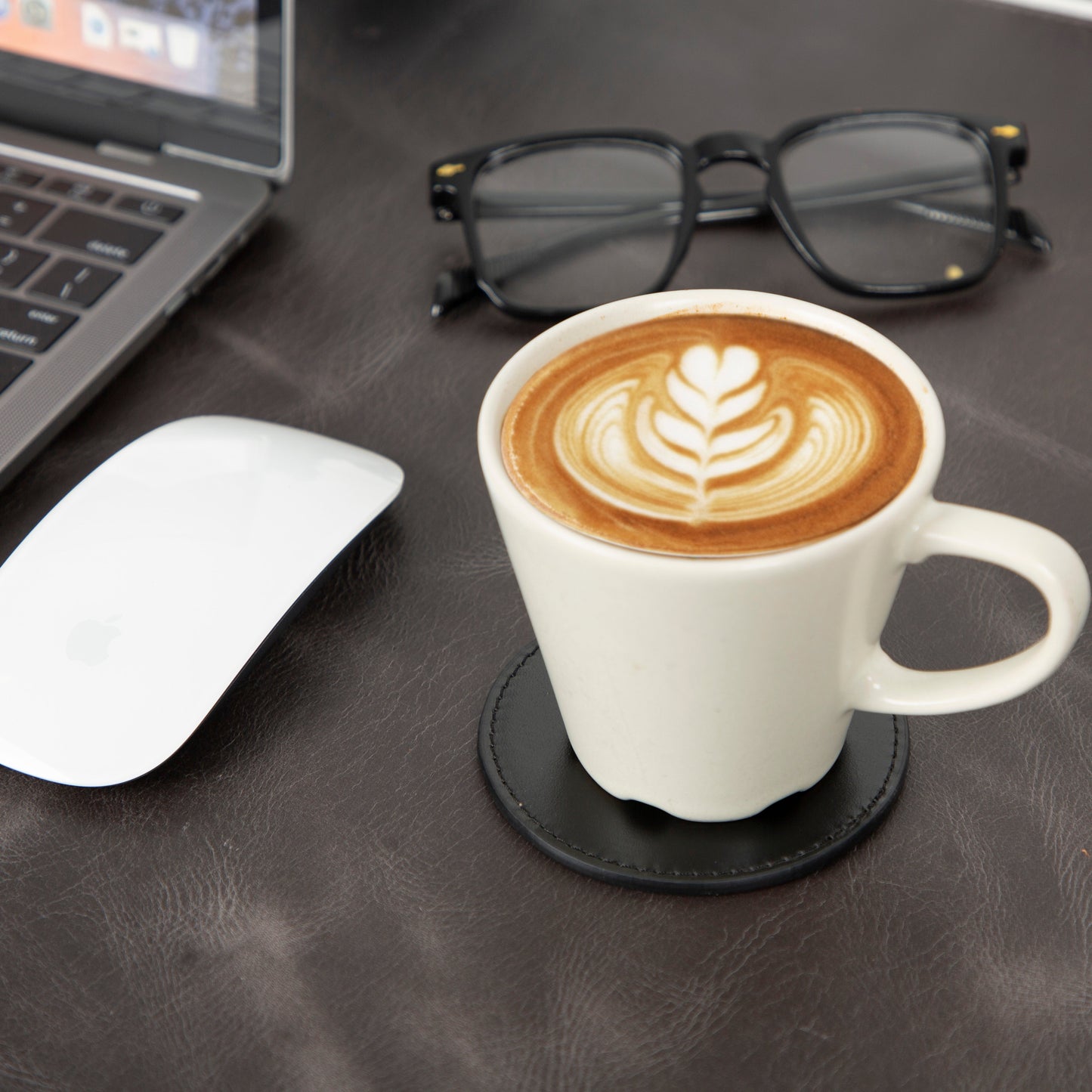 Divine Cup Leather Coaster Set