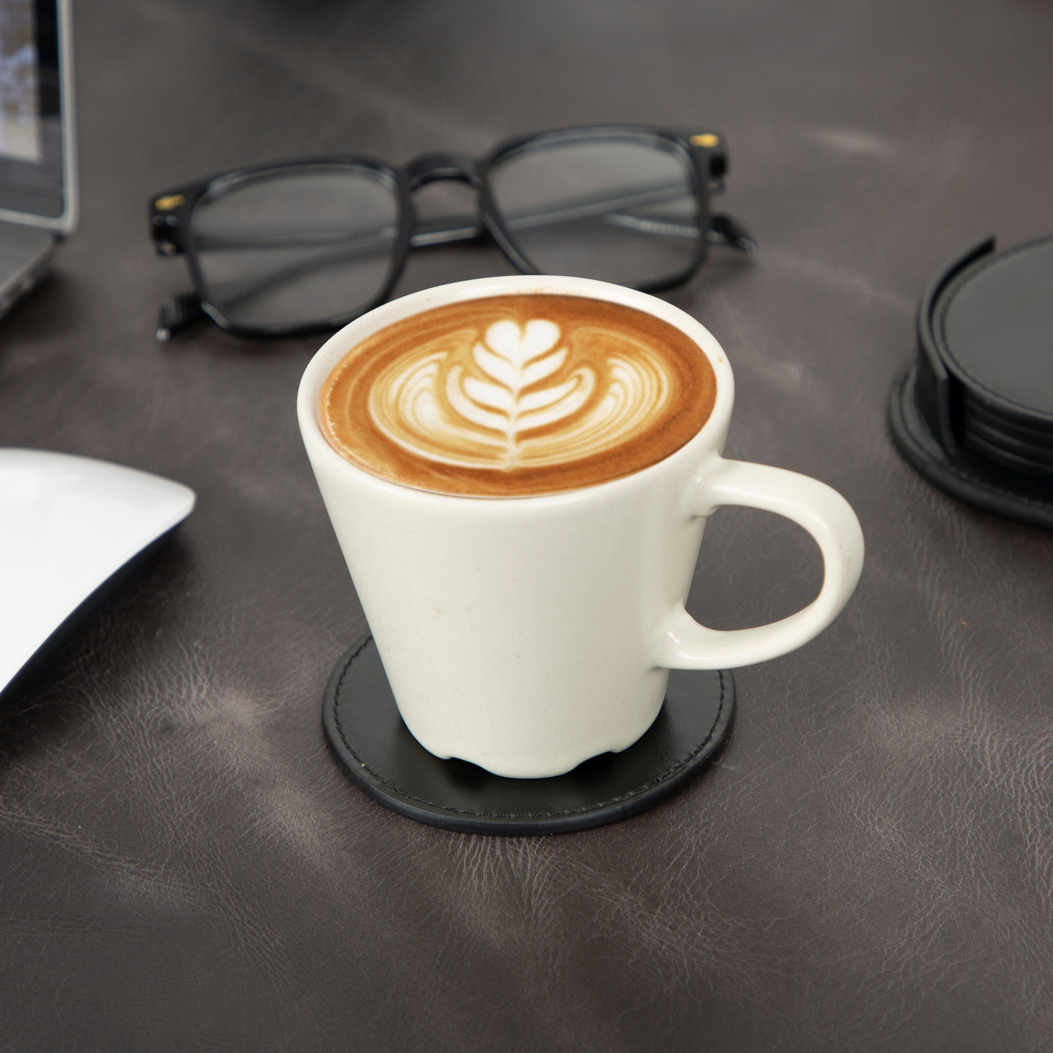 Divine Cup Leather Coaster Set
