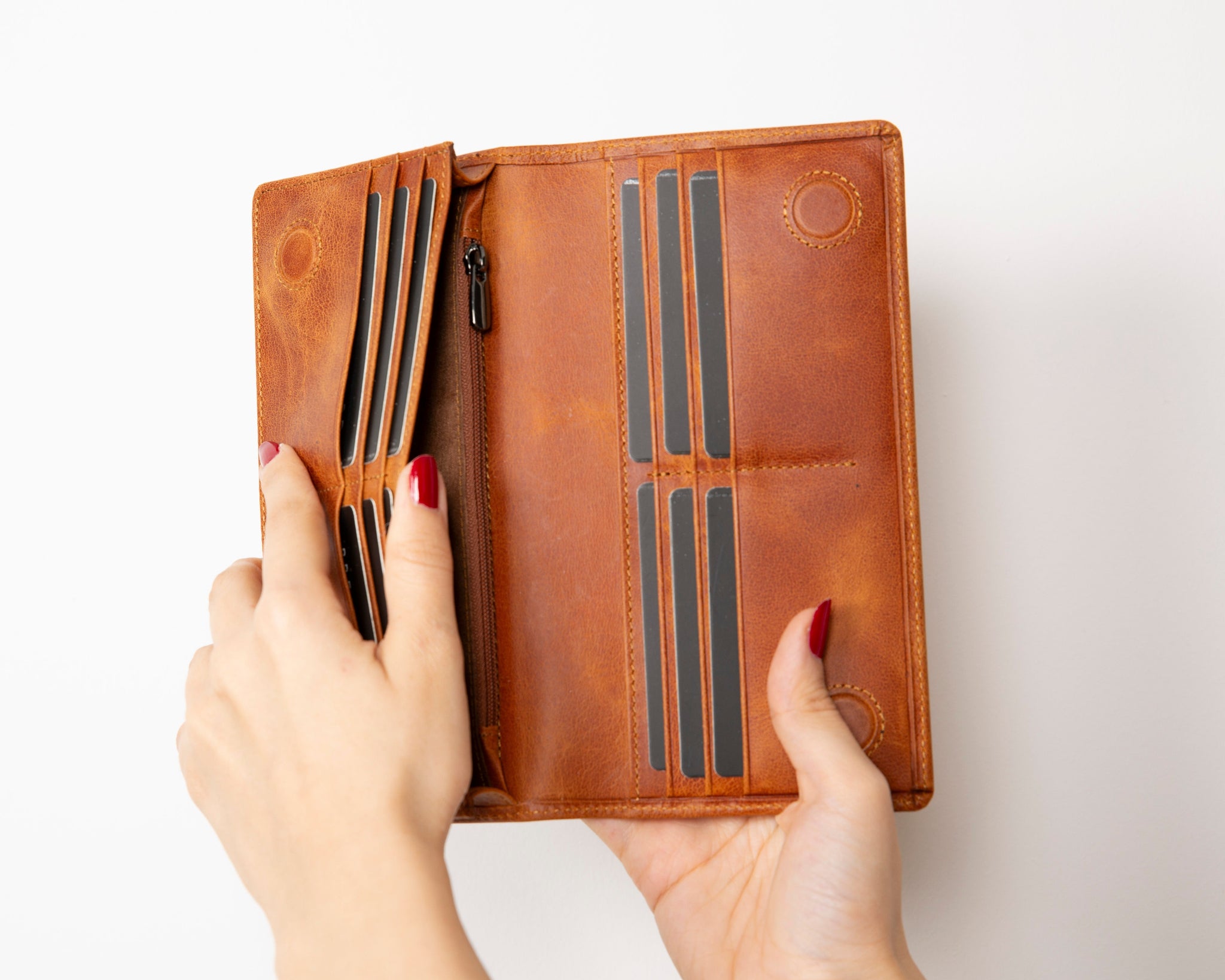 Hakiki Deri Telefon Bölmeli Kadın ve Erkek Cüzdan - Aura