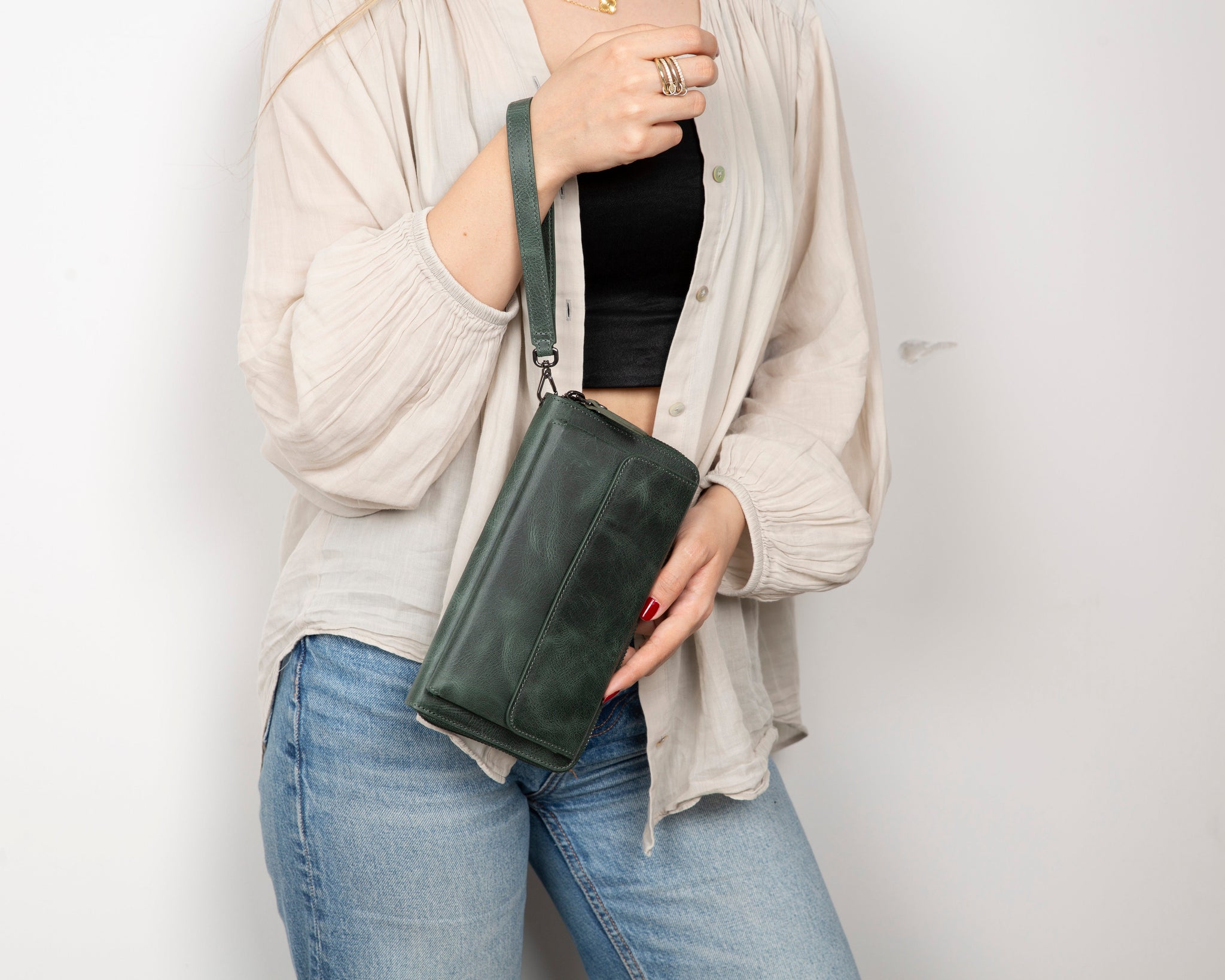 Hakiki Deri Kadın-Erkek El Askılı Telefon Bölmeli Cüzdan - Aristo