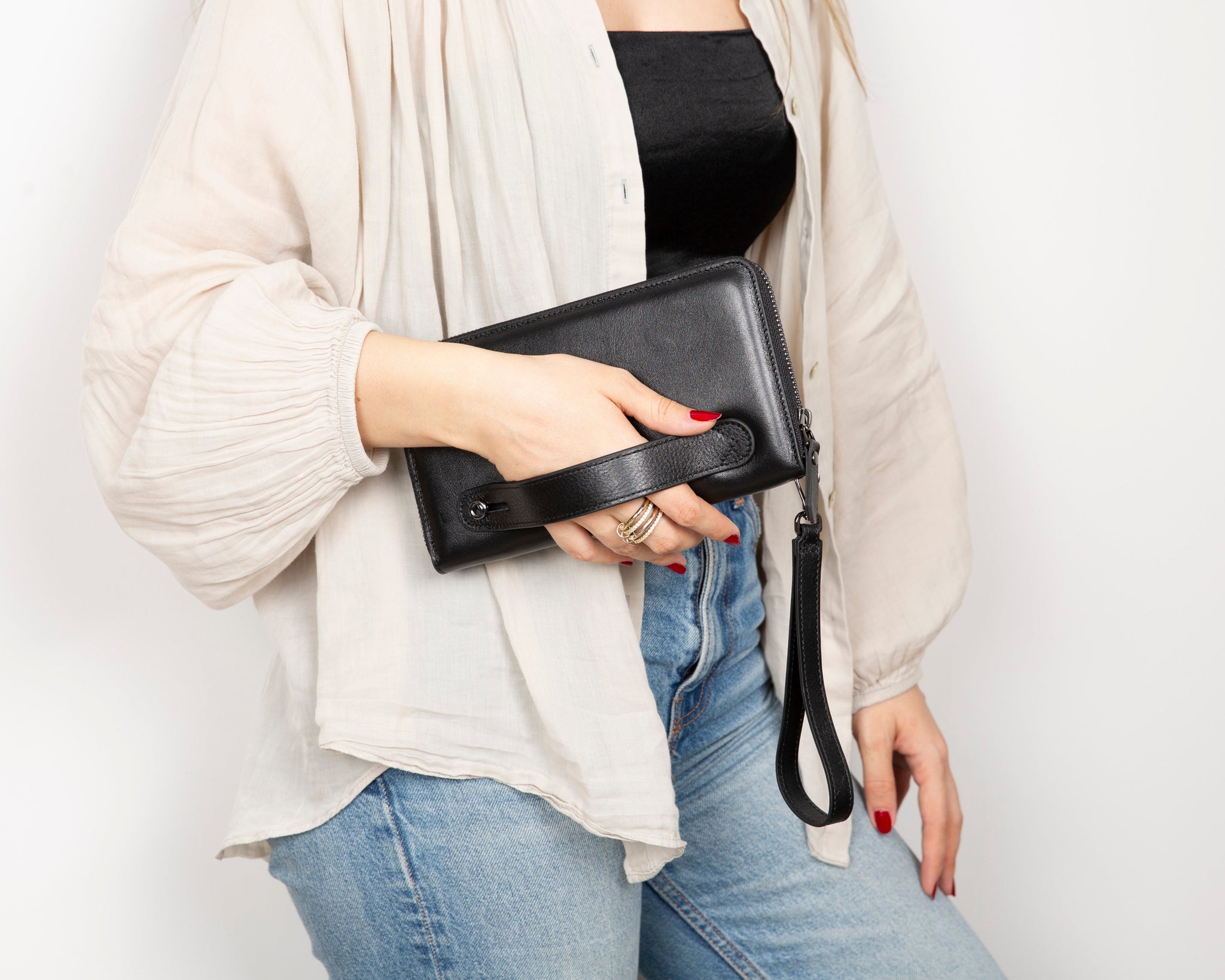 Hakiki Deri Kadın-Erkek El Askılı Telefon Bölmeli Cüzdan - Aristo