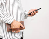 Hakiki Deri Telefon Bölmeli Kadın ve Erkek Cüzdan - Aura