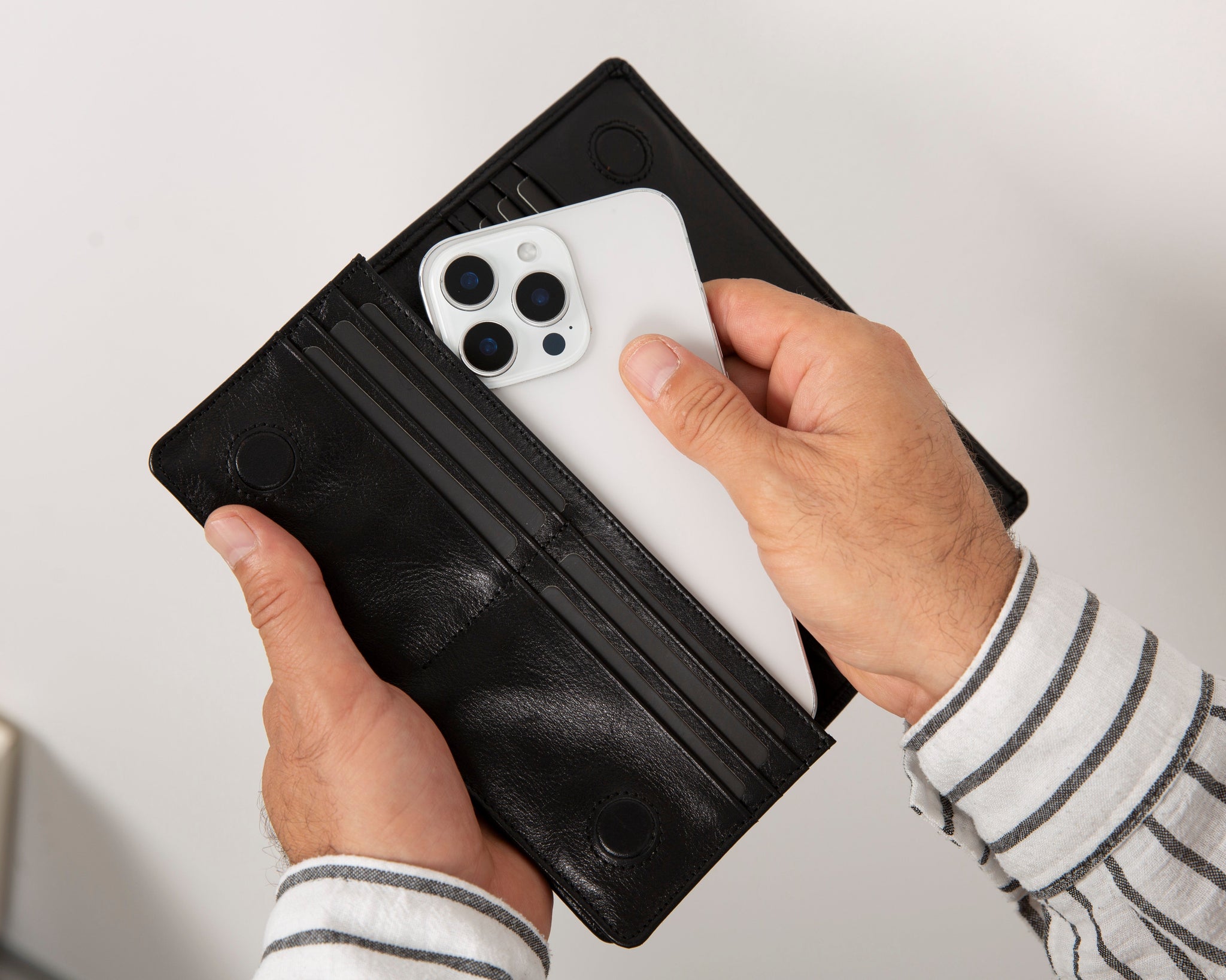 Hakiki Deri Telefon Bölmeli Kadın ve Erkek Cüzdan - Aura