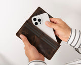 Hakiki Deri Telefon Bölmeli Kadın ve Erkek Cüzdan - Aura