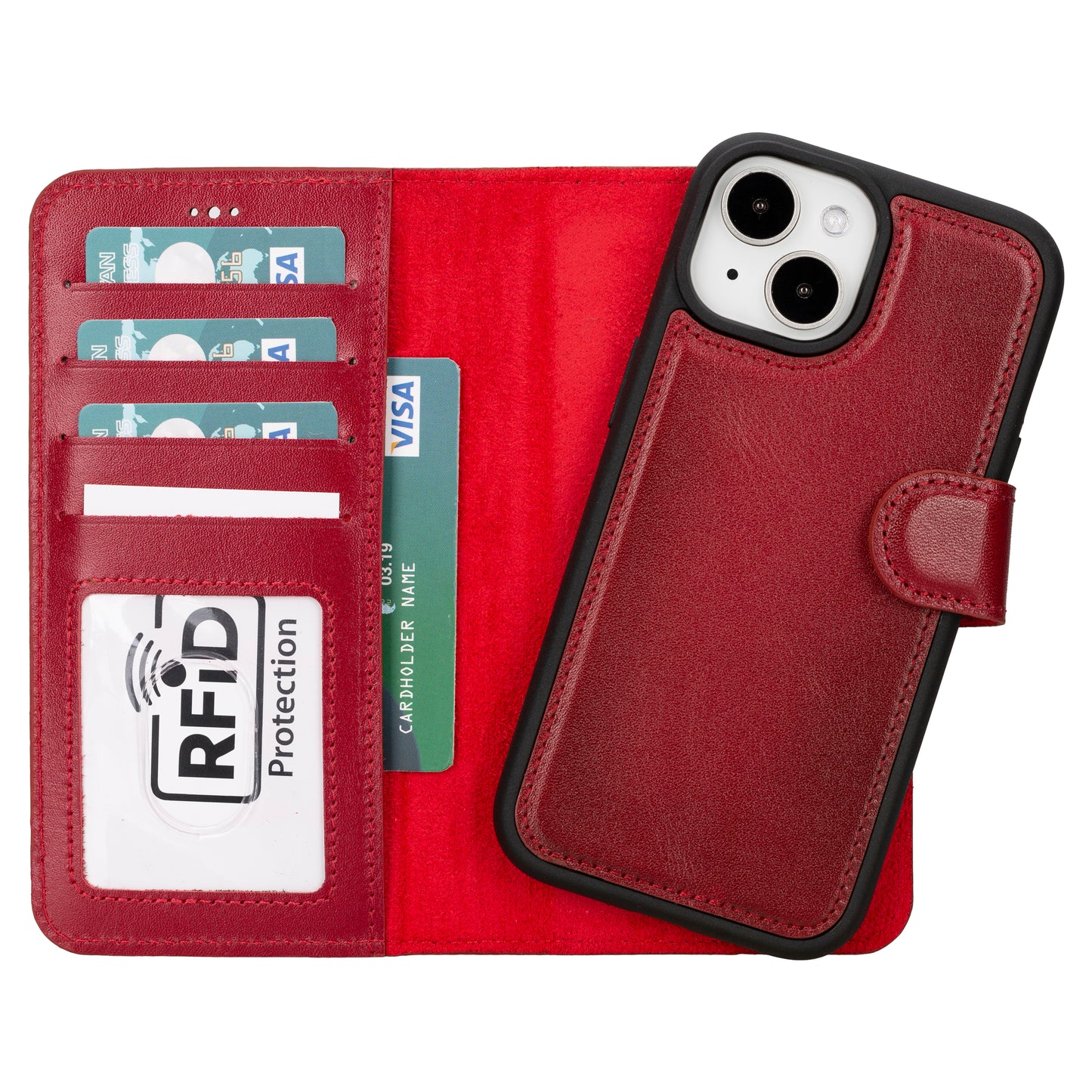 Apple iPhone 15 Compatible Leather Wallet Case