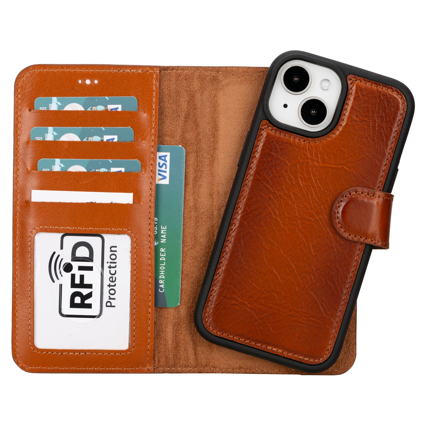 Apple iPhone 15 Plus Compatible Leather Wallet Case