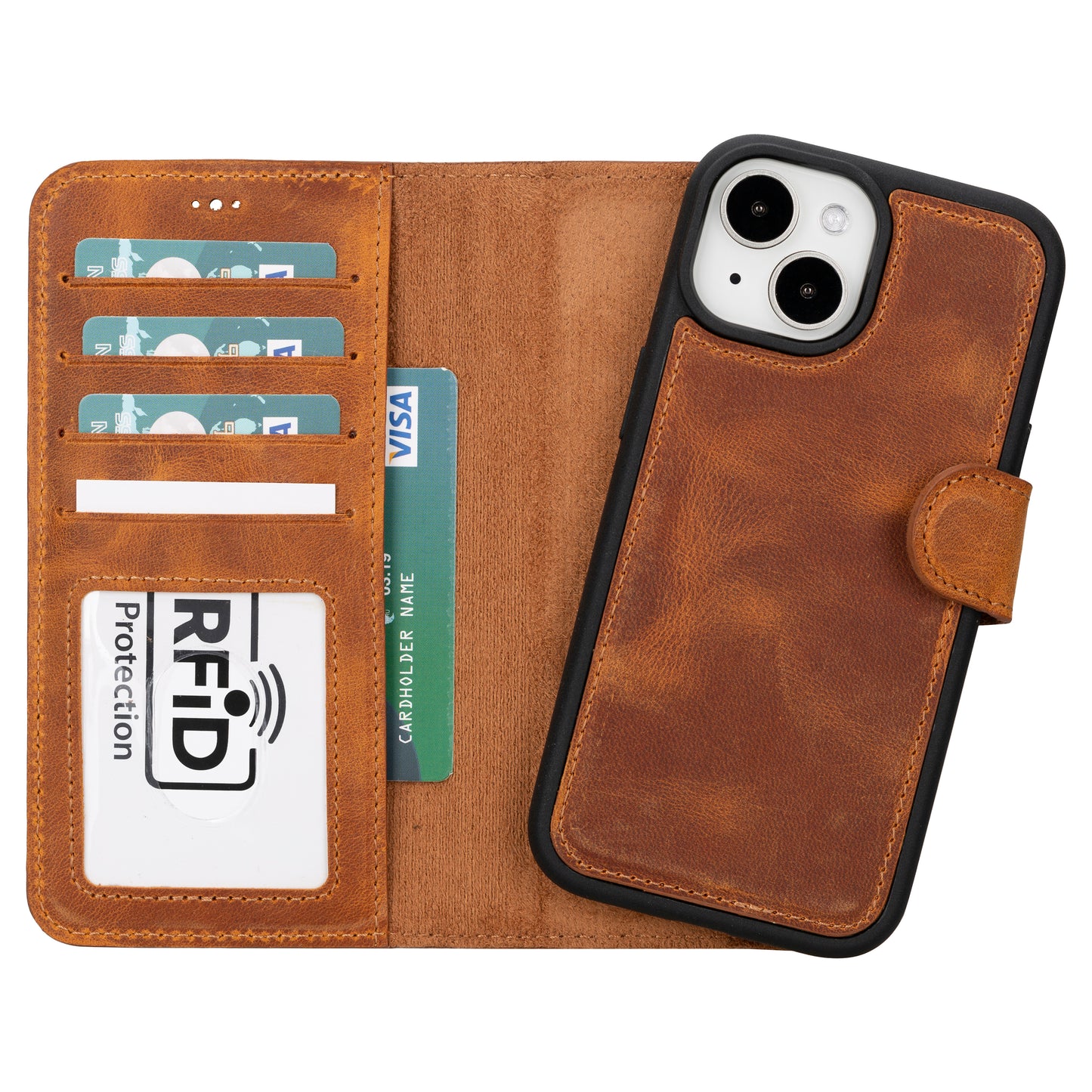 Apple iPhone 15 Compatible Leather Wallet Case