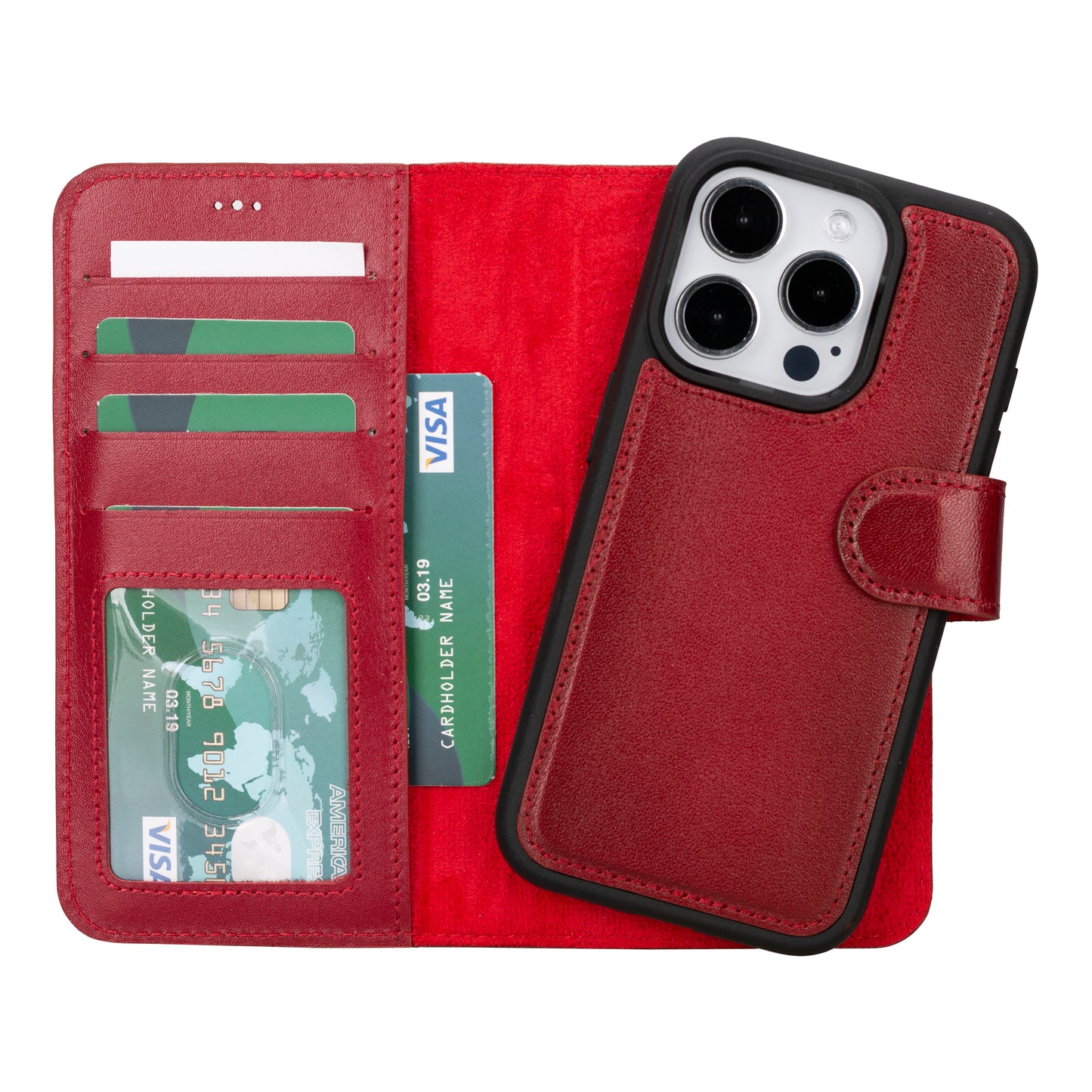 Apple iPhone 15 Pro Compatible Leather Wallet Case