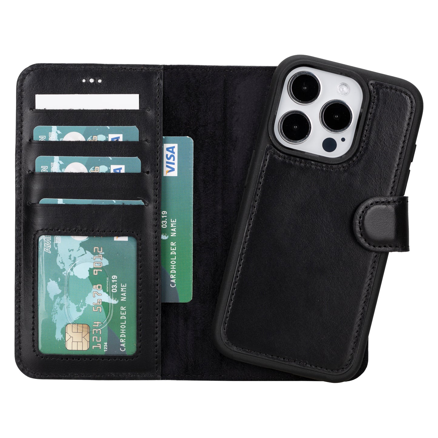 Apple iPhone 15 Pro Compatible Leather Wallet Case