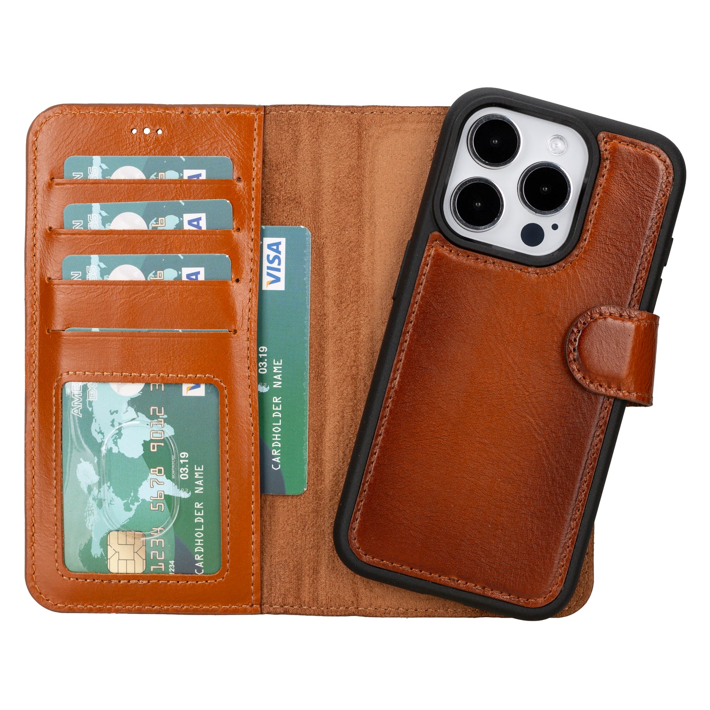 Apple iPhone 15 Pro Compatible Leather Wallet Case