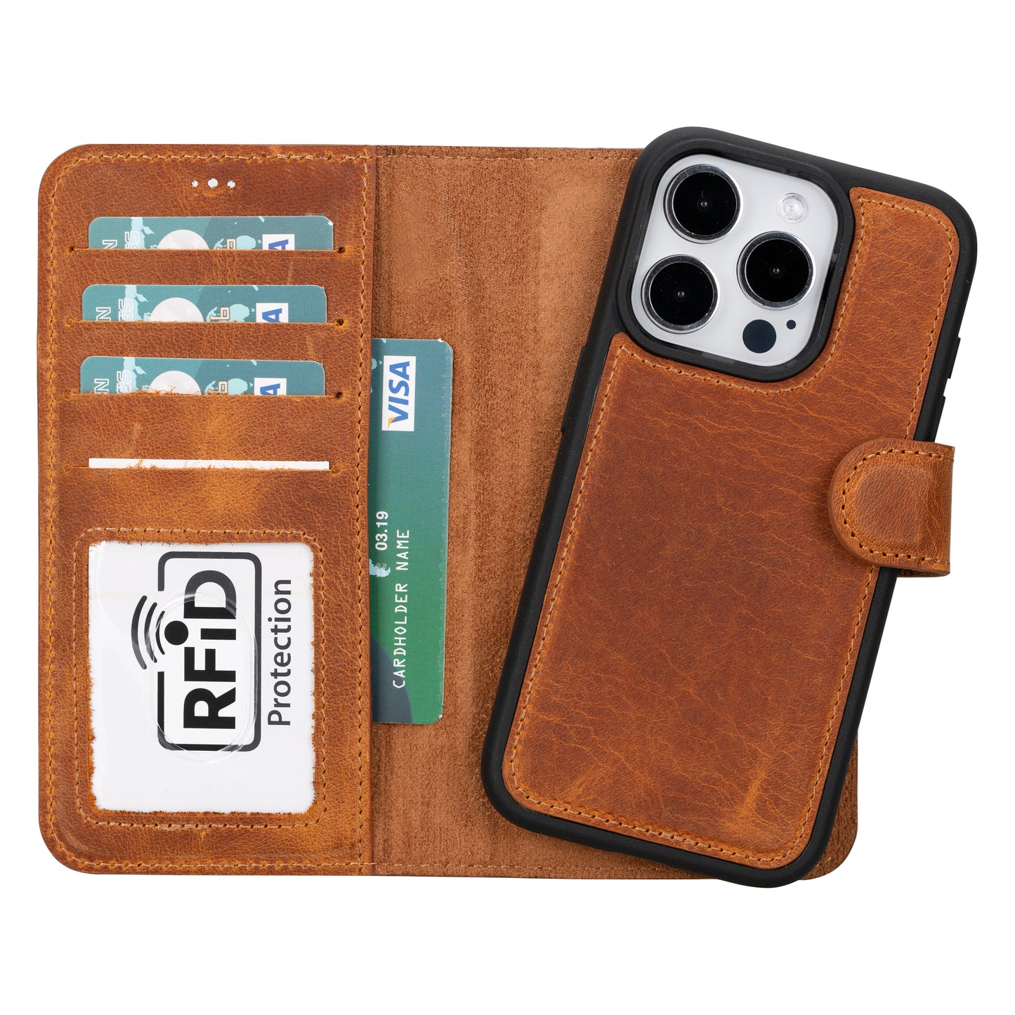 Apple iPhone 15 Pro Compatible Leather Wallet Case