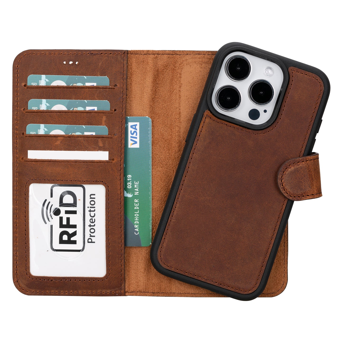 Apple iPhone 15 Pro Compatible Leather Wallet Case