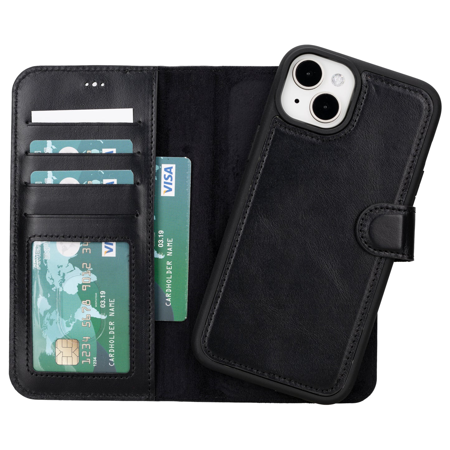 Apple iPhone 15 Plus Compatible Leather Wallet Case