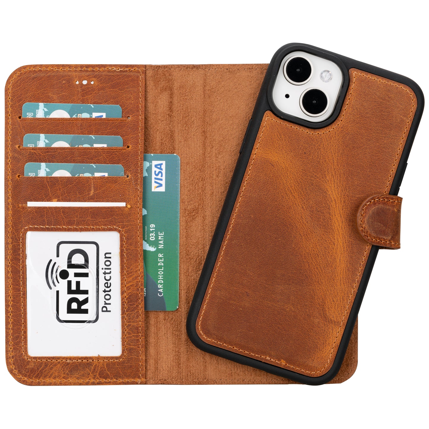 Apple iPhone 15 Plus Compatible Leather Wallet Case