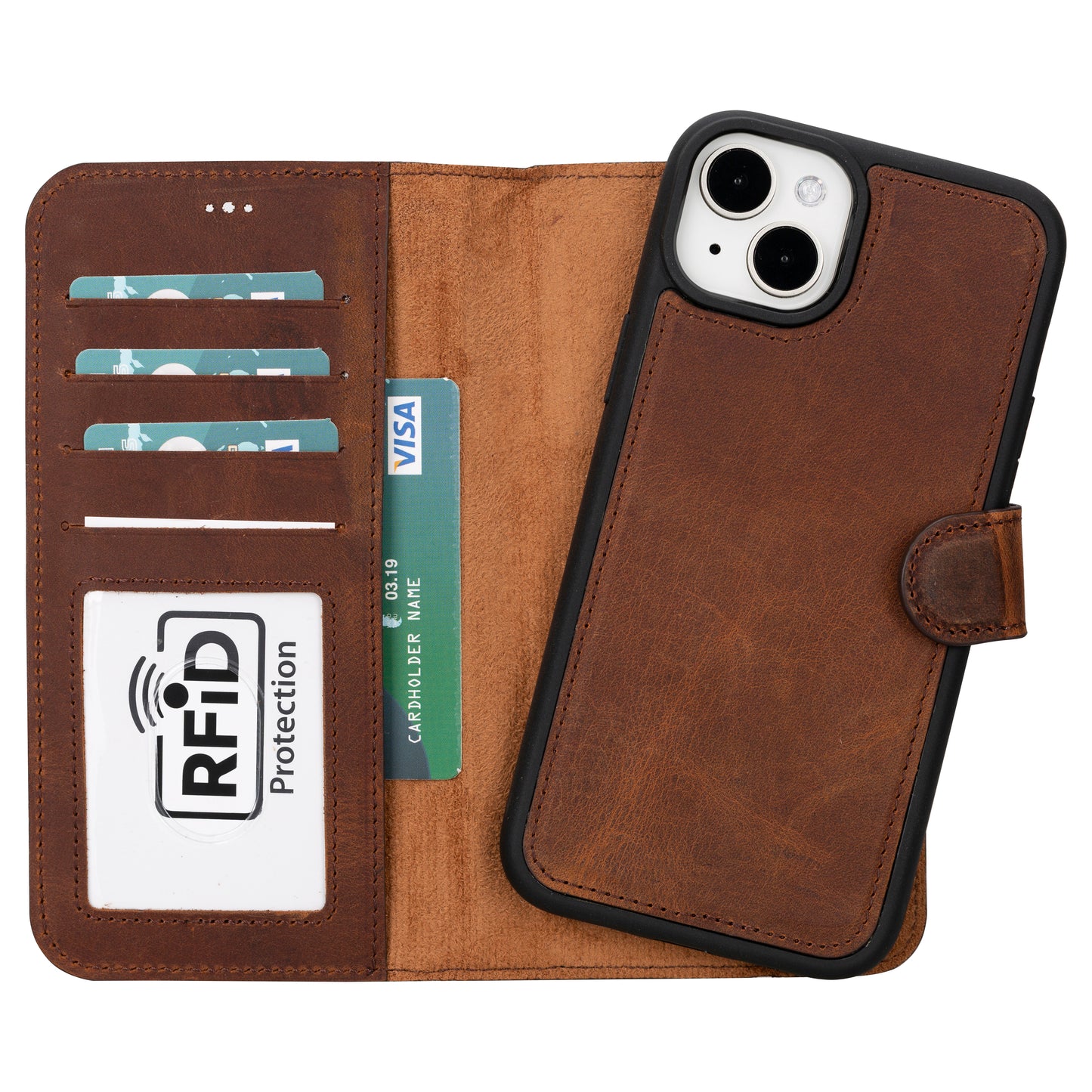 Apple iPhone 15 Plus Compatible Leather Wallet Case