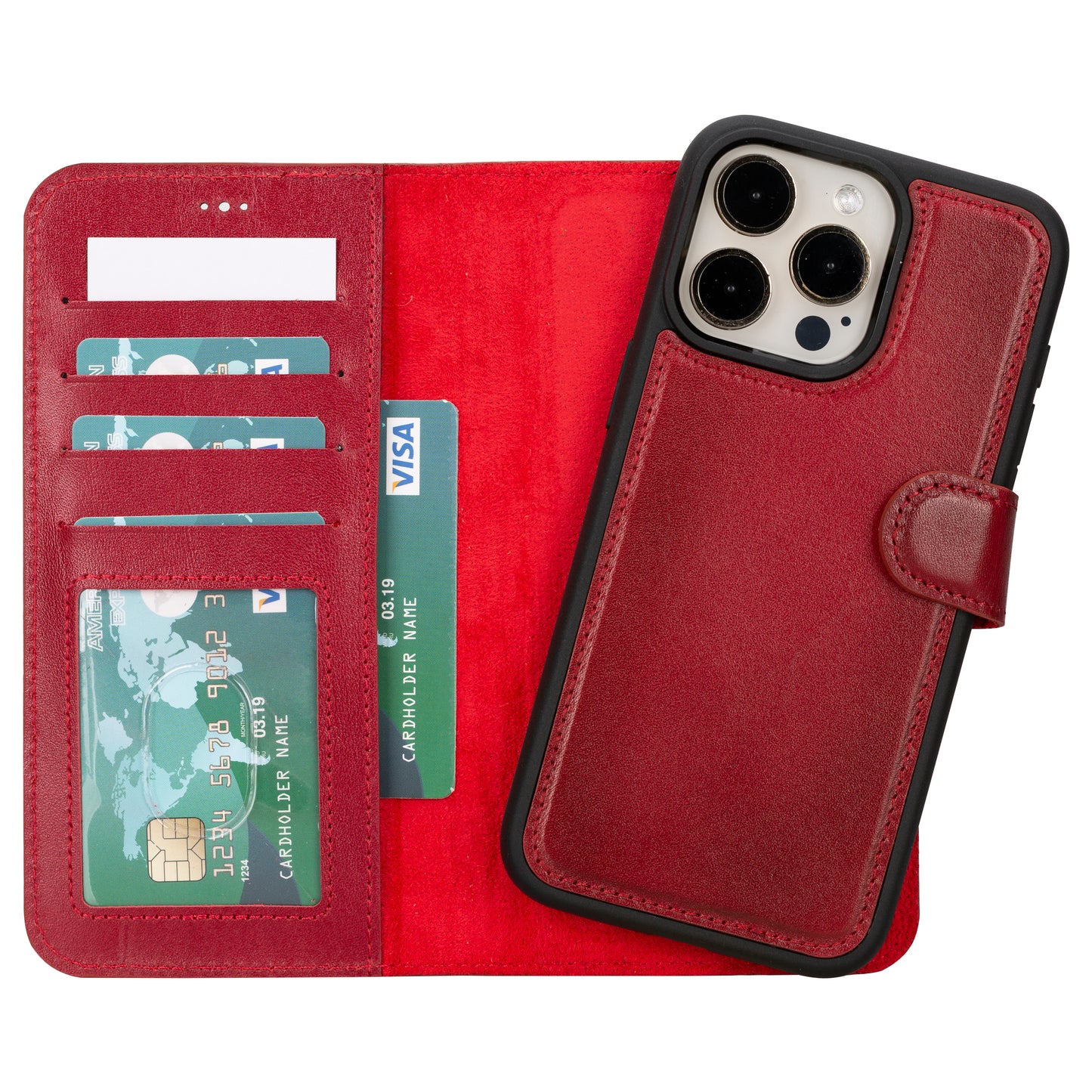 Apple iPhone 15 Pro Max Compatible Leather Wallet Case