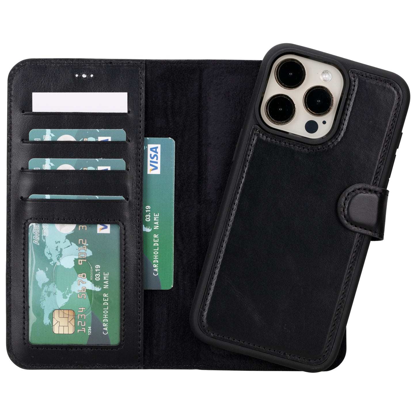 Apple iPhone 15 Pro Max Compatible Leather Wallet Case