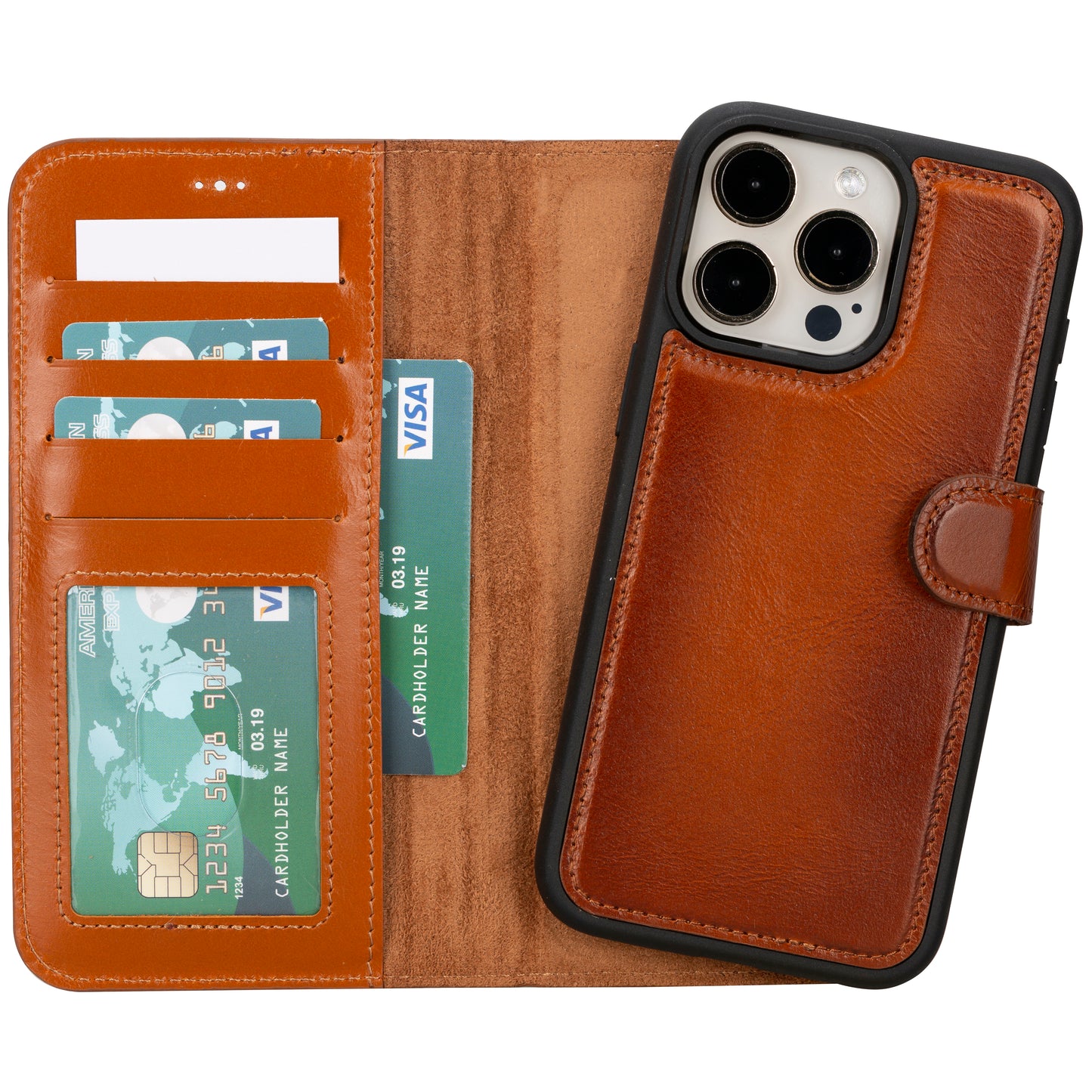 Apple iPhone 15 Pro Max Compatible Leather Wallet Case