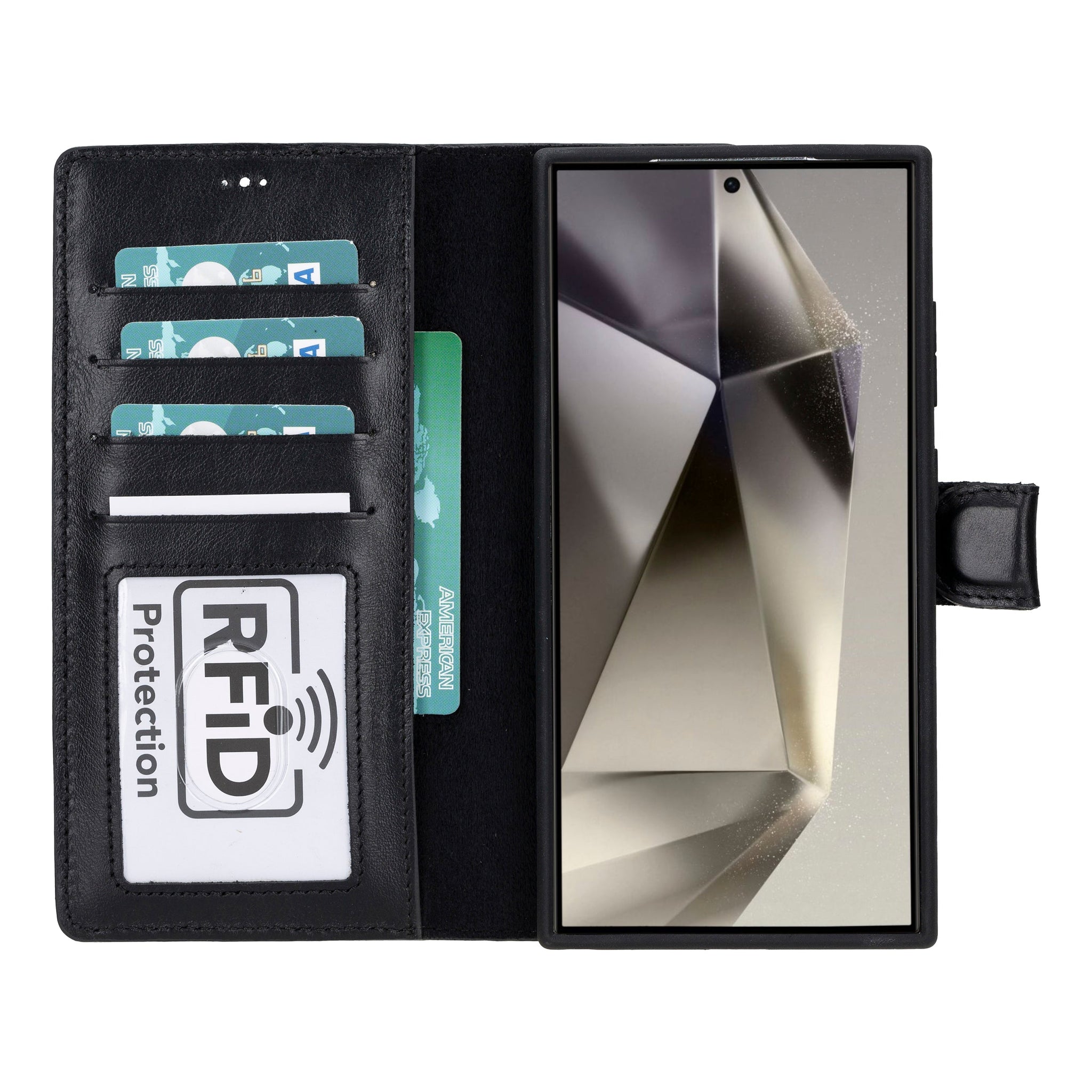 Samsung Galaxy S25 Ultra Uyumlu Hakiki Deri Cüzdanlı Kılıf - Magic