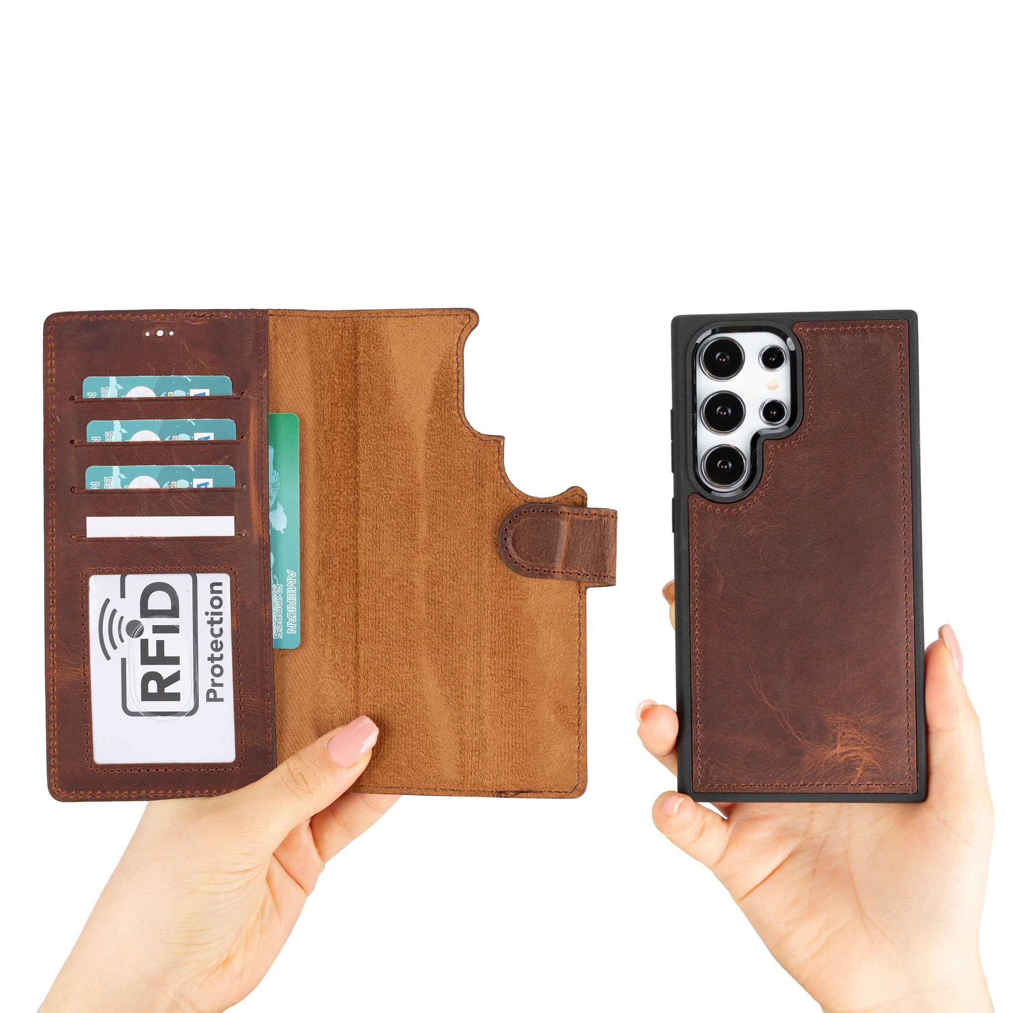 Samsung Galaxy S25 Ultra Uyumlu Hakiki Deri Cüzdanlı Kılıf - Magic