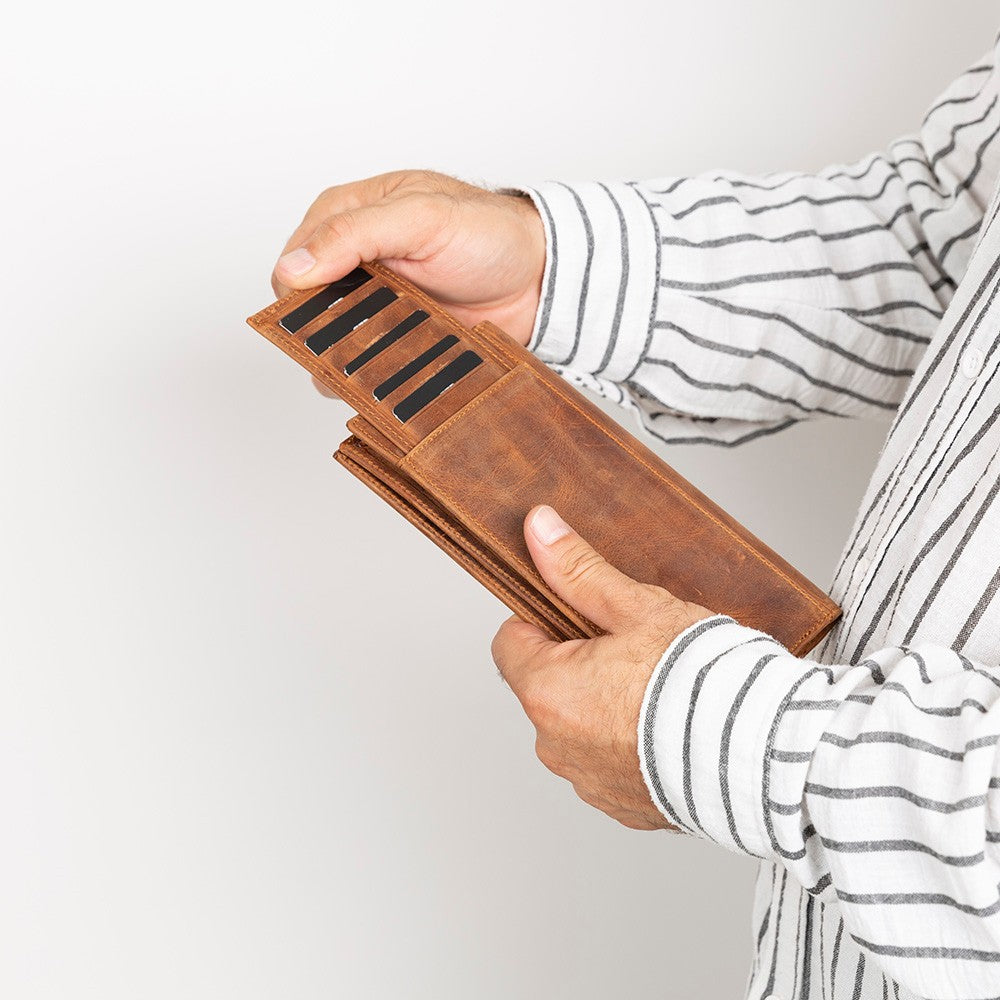 Kadın ve Erkek için Hakiki Telefon Bölmeli Deri Cüzdan - Tenuta