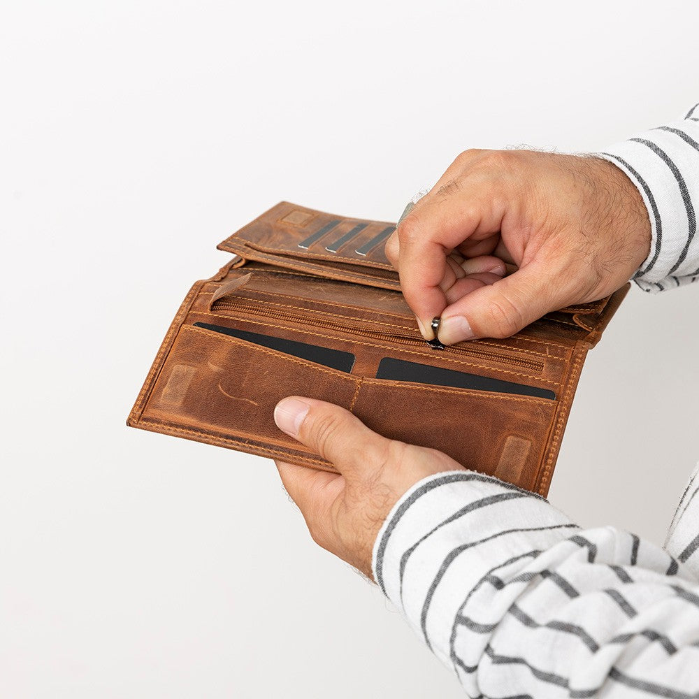 Kadın ve Erkek için Hakiki Telefon Bölmeli Deri Cüzdan - Tenuta