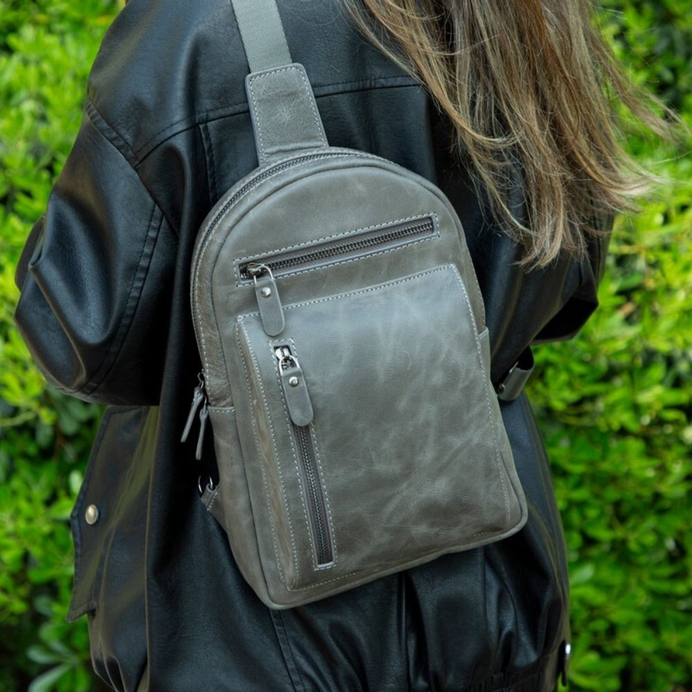 Hakiki Deri Kadın-Erkek Çapraz Sırt Çantası - Blake