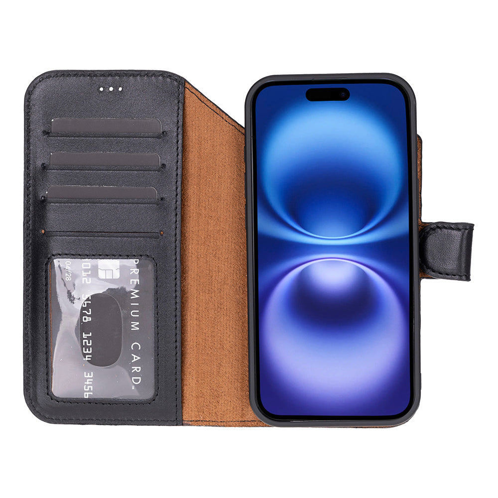 Apple iPhone 17 Air Max Uyumlu Hakiki Deri Cüzdanlı Kılıf