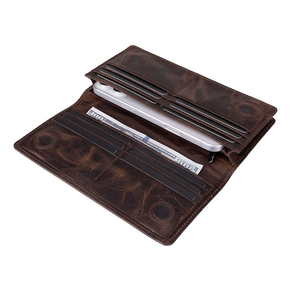 Hakiki Deri Telefon Bölmeli Kadın ve Erkek Cüzdan - Aura