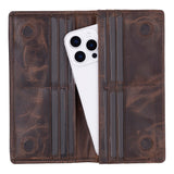 Hakiki Deri Telefon Bölmeli Kadın ve Erkek Cüzdan - Aura