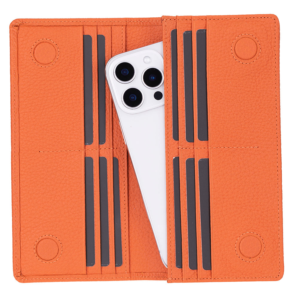 Hakiki Deri Telefon Bölmeli Kadın ve Erkek Cüzdan - Aura