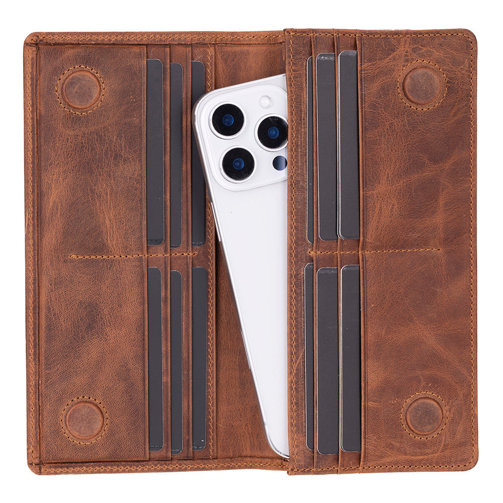 Hakiki Deri Telefon Bölmeli Kadın ve Erkek Cüzdan - Aura