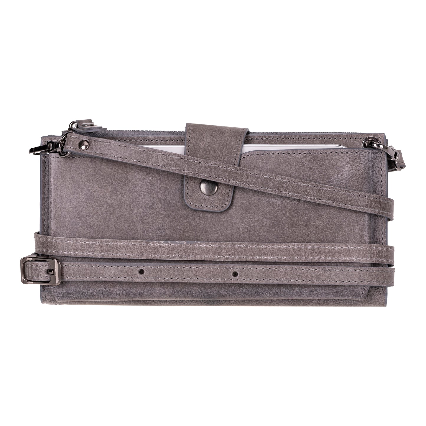 Hakiki Deri Omuz Askılı Çapraz Çanta Gri - Lozan Strap