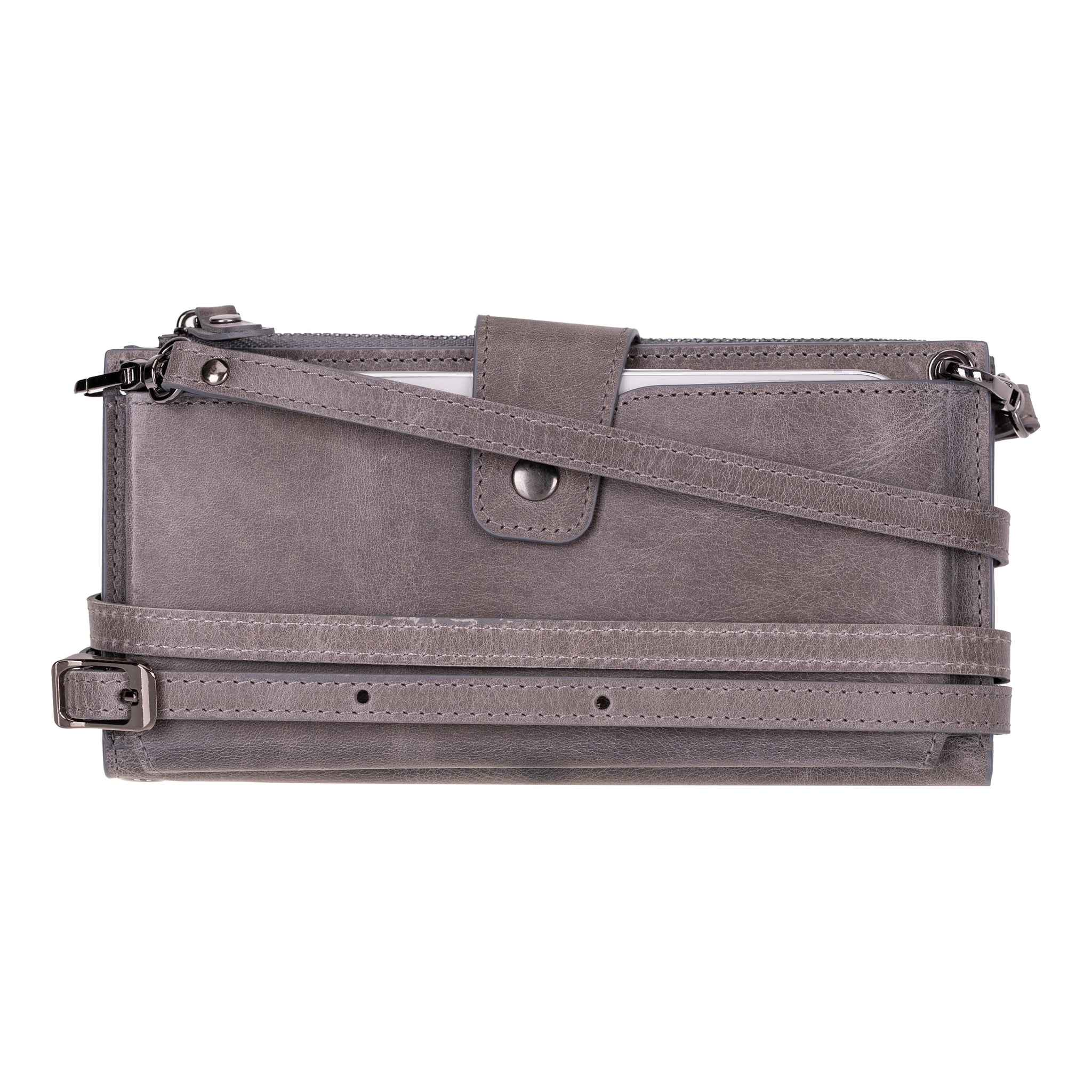 Hakiki Deri Omuz Askılı Çapraz Çanta Gri - Lozan Strap