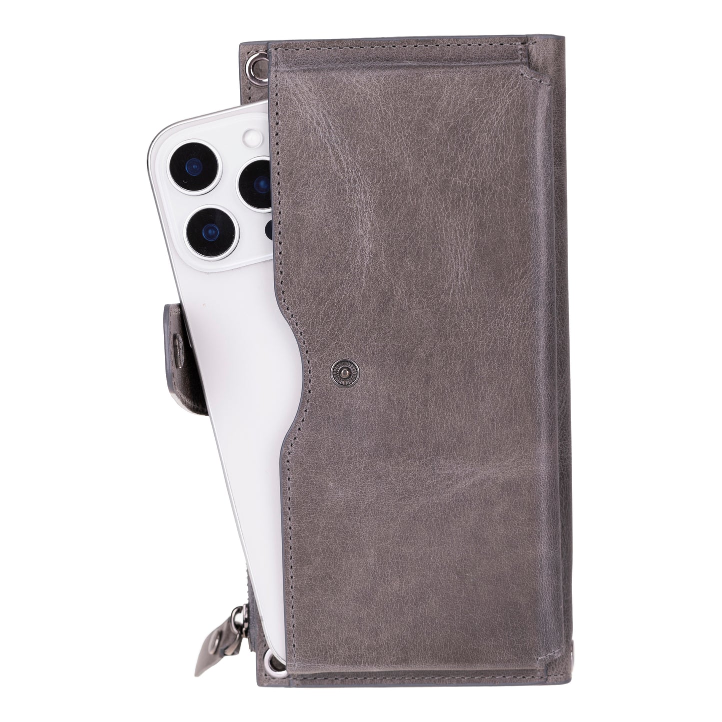 Hakiki Deri Omuz Askılı Çapraz Çanta Gri - Lozan Strap