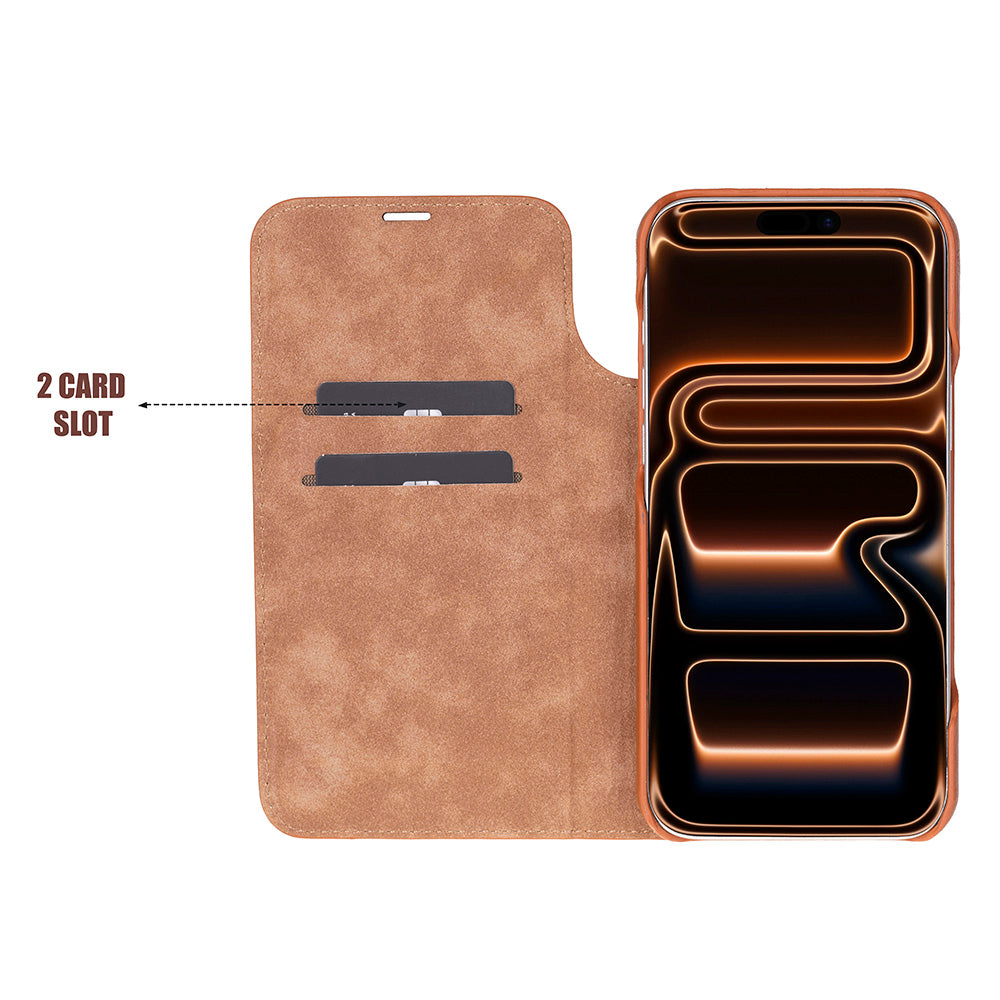 iPhone 17 Pro Max Hakiki Deri Kartlıklı Telefon Kılıfı - Sonat