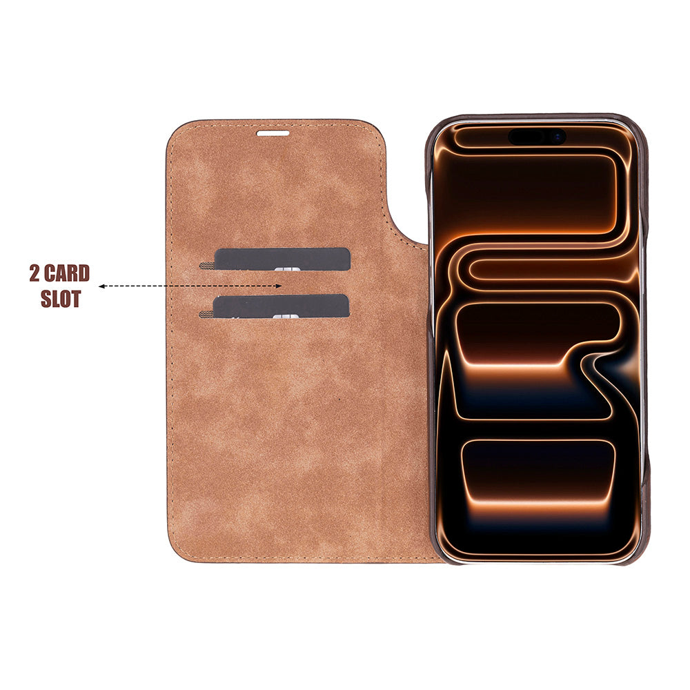 iPhone 17 Pro Max Hakiki Deri Kartlıklı Telefon Kılıfı - Sonat