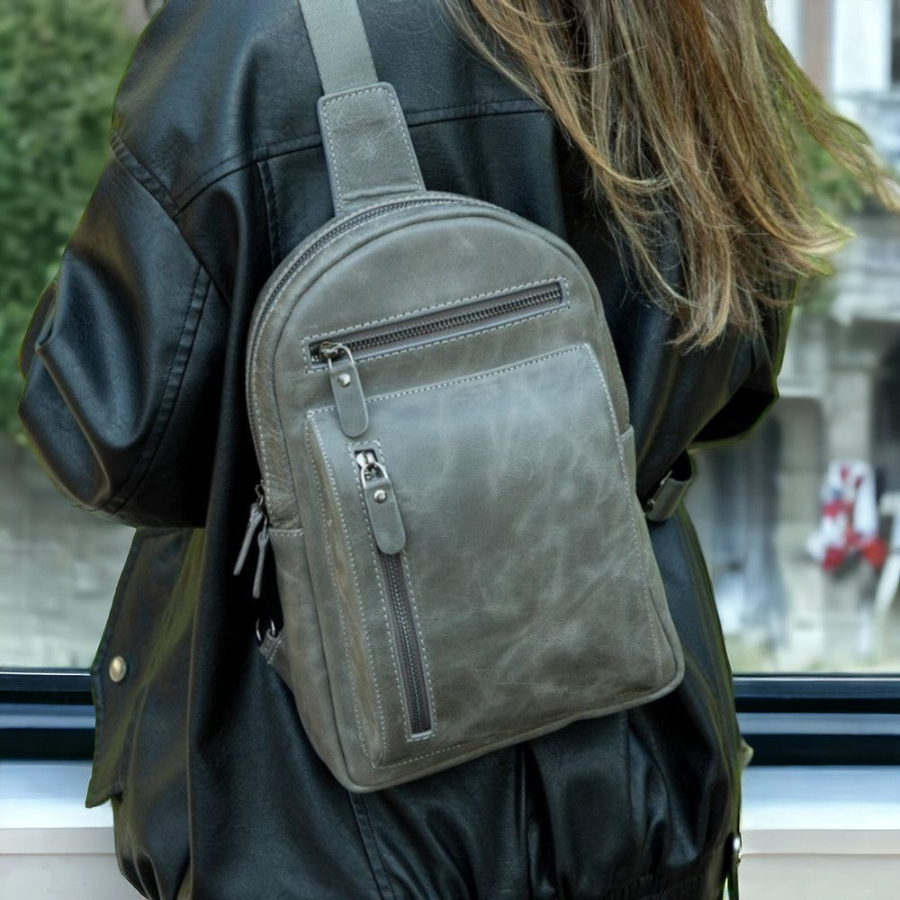 Hakiki Deri Kadın-Erkek Çapraz Sırt Çantası - Blake