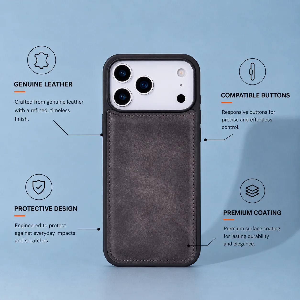 iPhone 17 Pro Hakiki Deri Kılıf - Flex