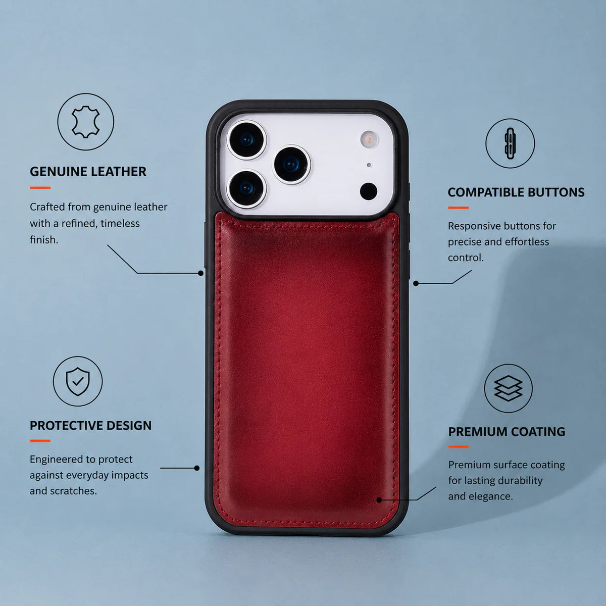 iPhone 17 Pro Hakiki Deri Kılıf - Flex