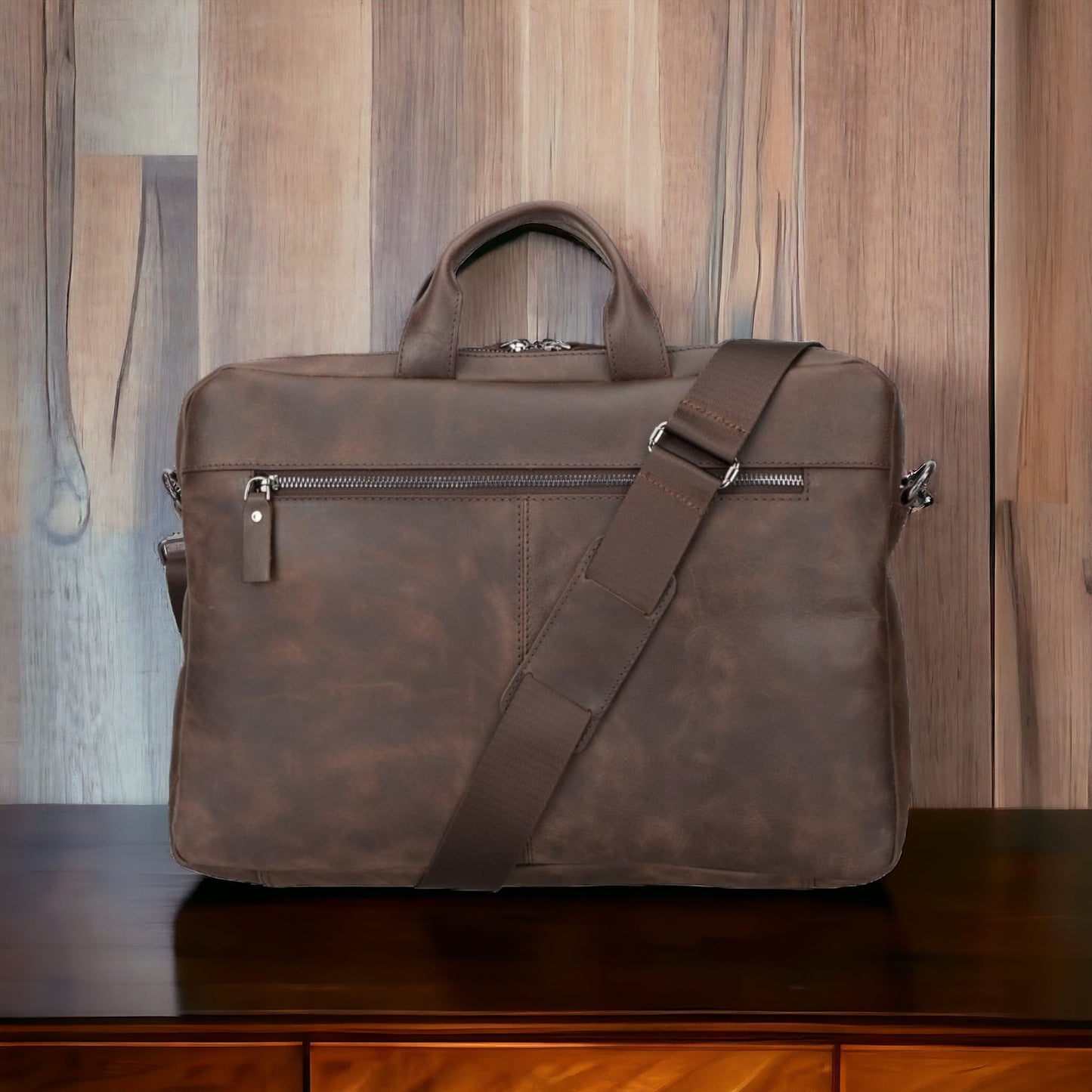 Apollo 15-16 inç MacBook ve PC Uyumlu Deri Çanta Antik Koyu Kahve